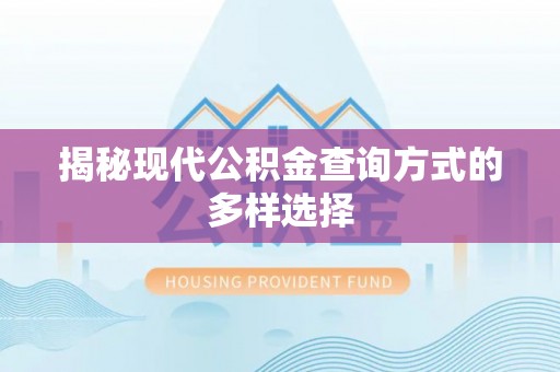 赤坎揭秘现代公积金查询方式的多样选择